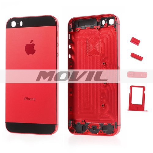 High Quality Full Housing Faceplates w Buttons SIM Card Tray for iPhone 5s - Black  Red